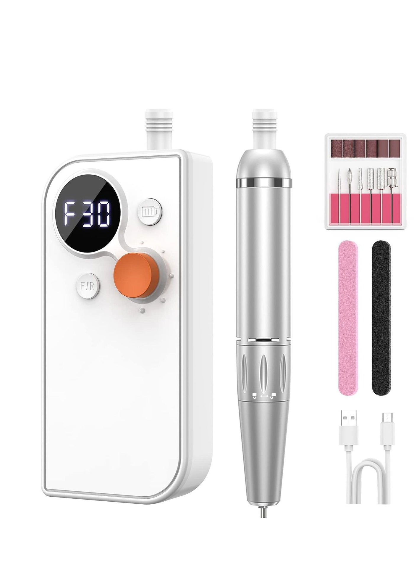 Electric Nail Files Professional Nail Drill, Portable Nail Drill Machine for Acrylic Nail, 30000RPM Adjustable Speed Electric Manicure Pedicure Set, Home Salon Use