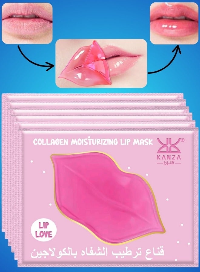 6 Pcs Collagen Moisturizing Lip Mask Lip Plumper Hydrating Nourishing Crystal Pink Lip Mask Natural Shiny Moisturizing Smooth Texture Healthy Elasticity Lip Mask Collagen Lip Mask