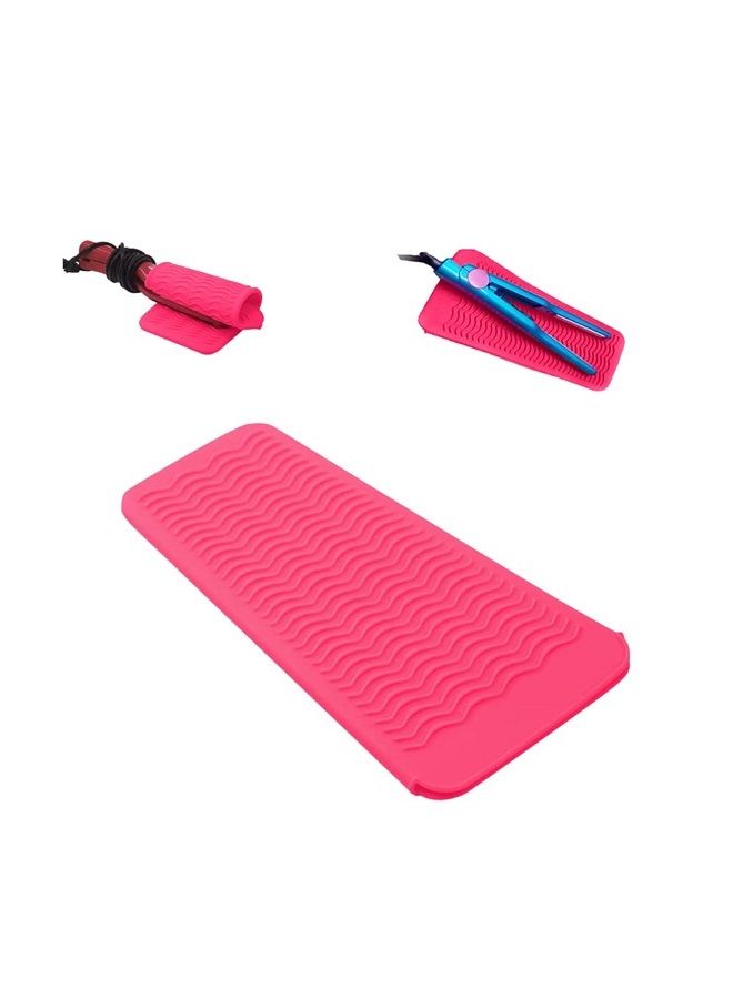 Heat Resistant Silicone Mat Pouch,Hair Styling Tools for Curling Irons, Flat Irons, Hair Straightener， 11.5 * 6 Inches, Food Grade Silicone, Pink