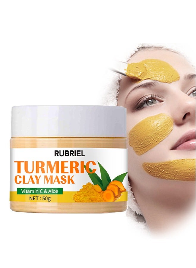 Turmeric Clay Mask, Vitaminc C &Aloe Hydrating Cleansing Blackheads, Skin lightening Care Brighten, Turmeric Clay Mask For Controlling Acne, Oil And Refining Pores, Reduce Blackheads Ance, Dark Spots