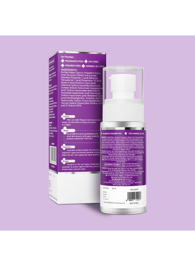 The Derma Co Snail Peptide 96 Hydrating Serum with Niacinamide & Peptide Complex for Smooth & Moisturized Skin | Snail Mucin Serum | Dull Skin & Fine Lines, Korean Skincare - 80 ml - image 2