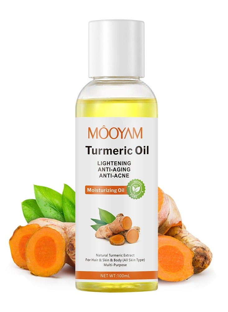 Turmeric Oil for Multi Purpose Lightening Anti Acne Anti Aging Moisturizing Oil Body Oil Face Hair Skin Body Care Nourish and Brighten Whitening Oil for All Skin Types