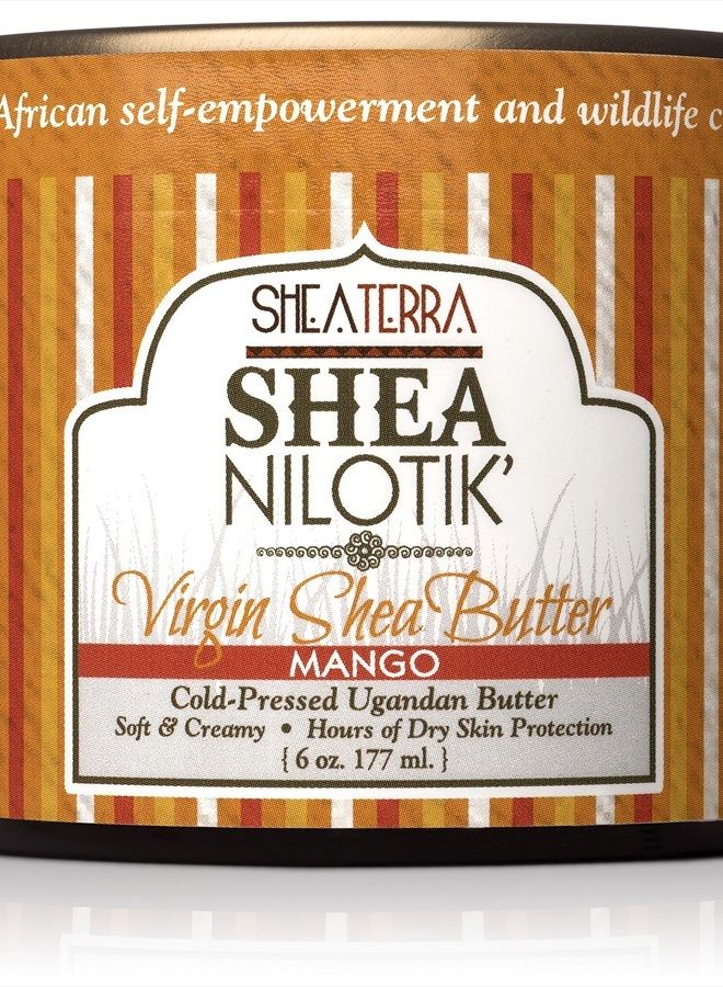 100% Organic Cold-Pressed Virgin Shea Butter – Mango | Natural Anti-Aging Daily Skin, Nails & Hair Cream to Soften, Protect & Hydrate Dry Skin & Reduce Stretch Mark – 6 oz