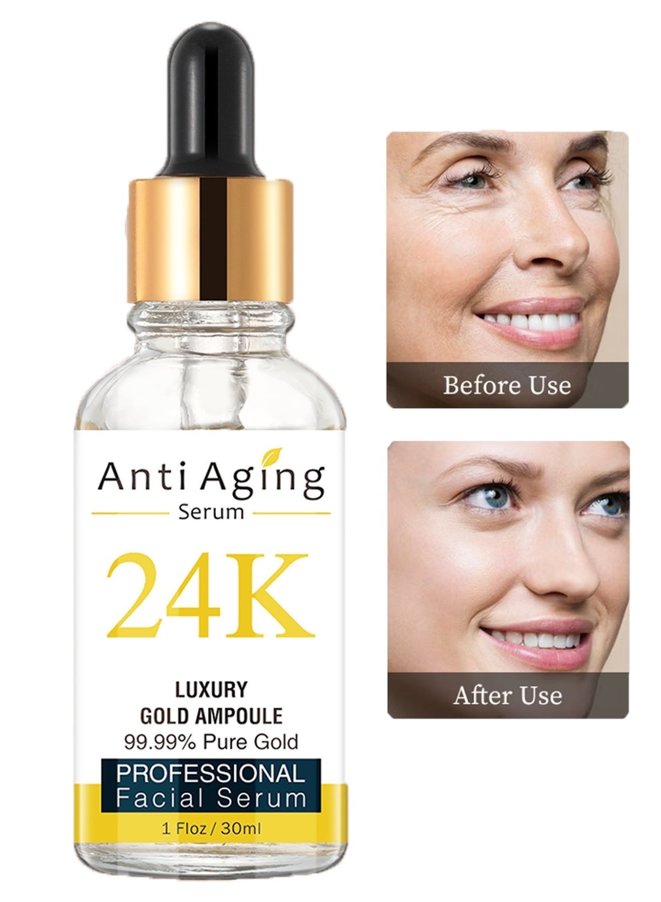 24K Anti-Aging Serum 30ml Luxury Gold Ampoule Professional Facial Serum