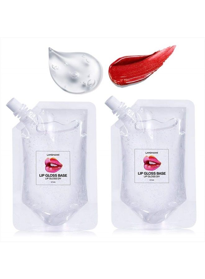 2Pack DIY Homemade Moisturizing Lip Gloss Base, Lip Makeup Primer Basic Lipstick Material, Natural Non-stick Clear Lip Gloss Base Making Lip Gloss Supplies, 2Pack 100ml (Transparent)