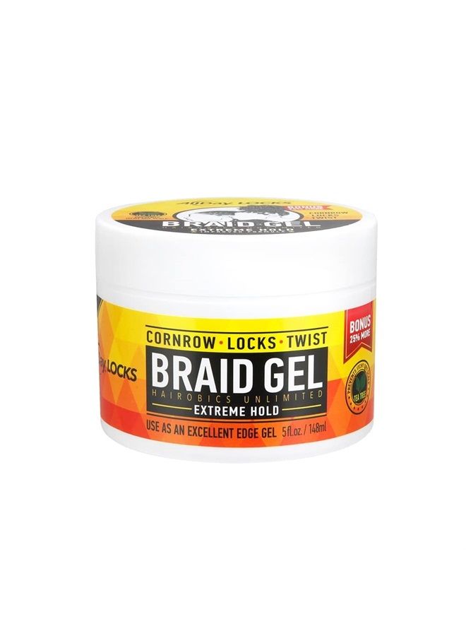 Braid Gel | Extreme Hold, Smooths & Tames Frizz | No Flaking or Drying | High Shine, Long Lasting for Braids, Locks, Twists, Cornrows | 5 oz