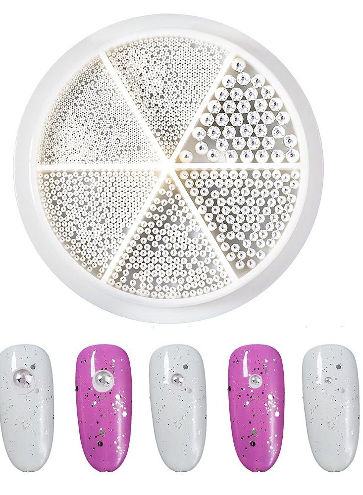 Nail Art Accessories Micro Beads 1 Boxes Mixed Size Metal Caviar Silver Mini Stainless Steel 3D Designs