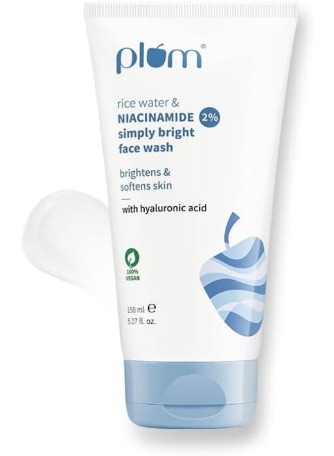 Rice Water And 2% Niacinamide Simply Bright Face Wash 150ml | With Japanese Rice Water, Hyaluronic Acid And Pro-Vitamin B5 | Gentle Daily Face Wash for All Skin Types, 5.07 fl oz