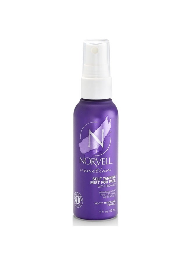Venetian Sunless Self Tanning Mist for Face - Non Comedogenic Facial Bronzing Tanner Spray for Natural Sun-Kissed Glow, 2 fl.oz.