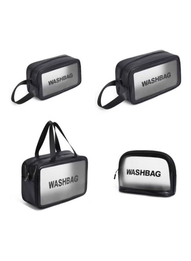 4-Piece Transparent Cosmetic Bag Black