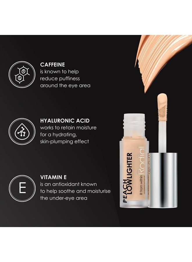 Peach Lowlighter 0.05 fl oz, Liquid Colour Concealer, Face Concealer with Silky, Non-Shimmer Finish, Warming Complexion-Enhancer, Hydrating Formula with Hyaluronic Acid, Vitamin E and Caffeine