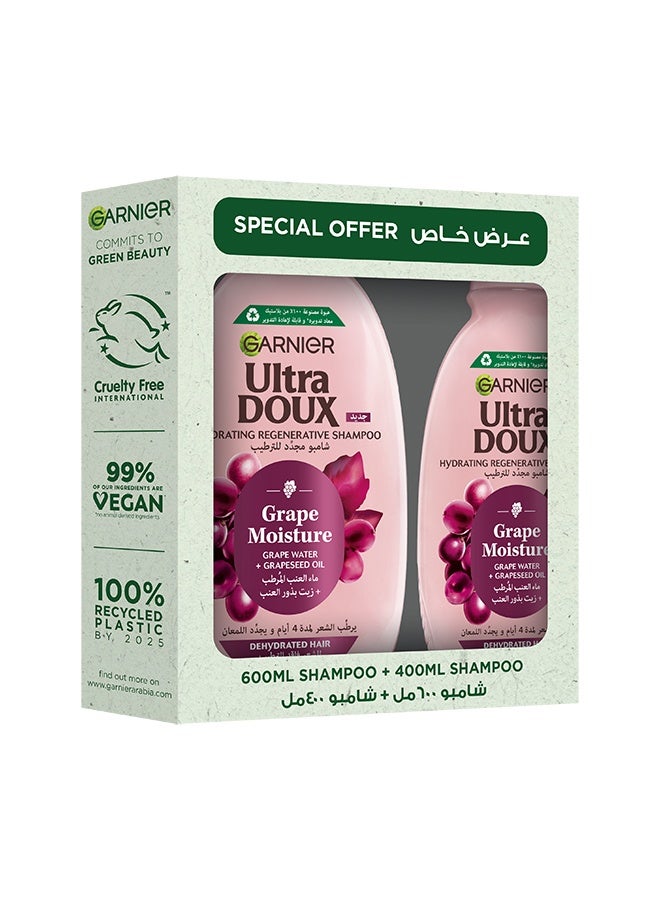 Garnier Ultra Doux Grape Moisture Shampoo 400ML + 600ML