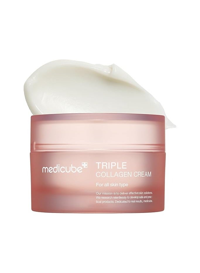 medicube Triple Collagen Cream - Hydrating & Firming Moisturizer with Hyaluronic Acid, Premium Elastin, Shea Butter - Wrinkle Care & Boosts Elasticity - Korean Skincare, 1.69 oz
