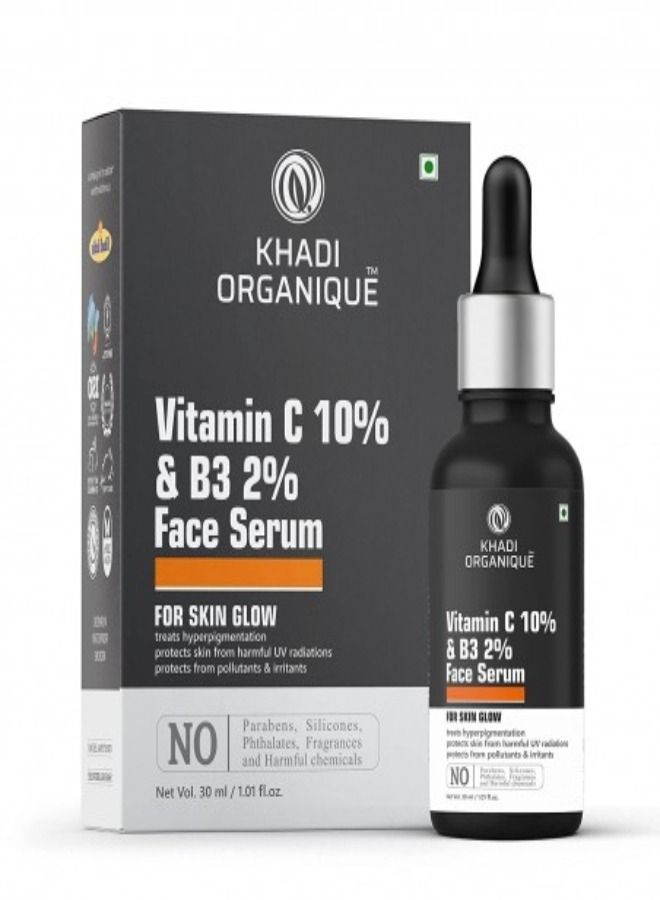 Khadi Organique Vitamin C 10% & B3 2% Face Serum For Brightening Skin & Glowing Skin 30 ml
