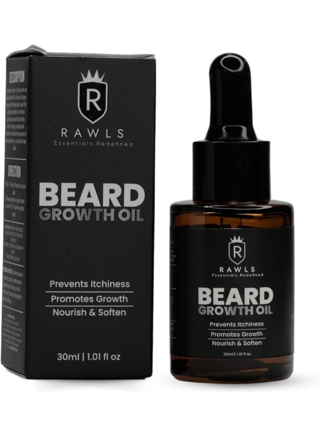Rawls Beard Growth Oil, 30ml | Natural Hair Oil for Thicker & Longer Beard | Hair Growth Oil for Patchy & Fast Beard Growth | Growth Oil for Stronger Beard Hair