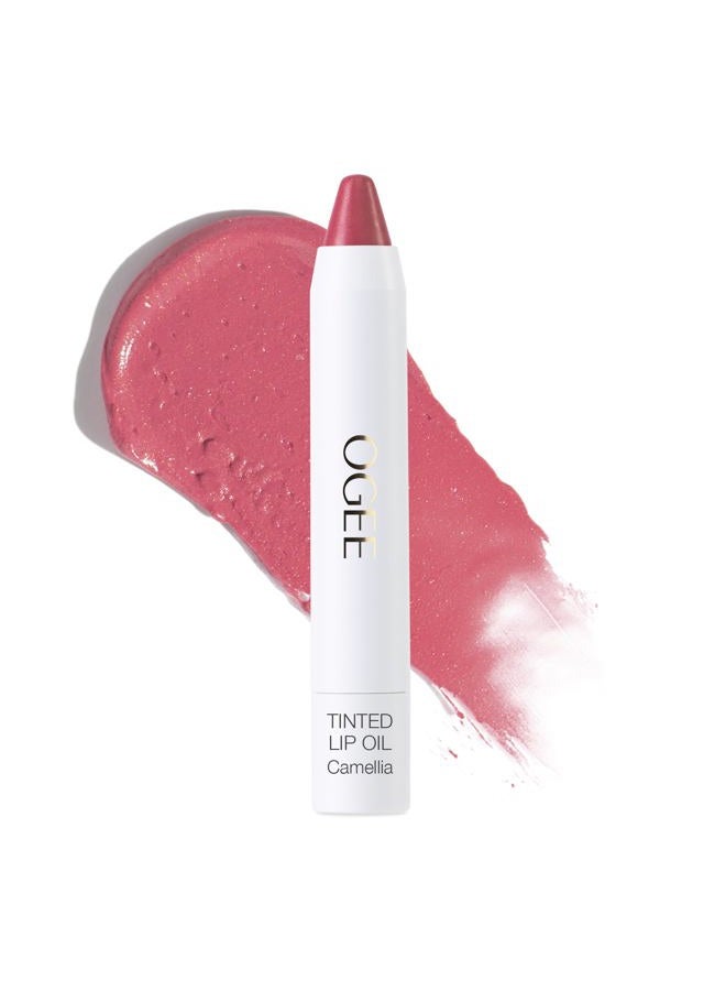 Tinted Sculpted Lip Oil - Lip Stain Made with 100% Organic Coconut Oil, Jojoba Oil, and Vitamin E - Best as Lip Balm, Lip Color or Lip Treatment - CAMELLIA