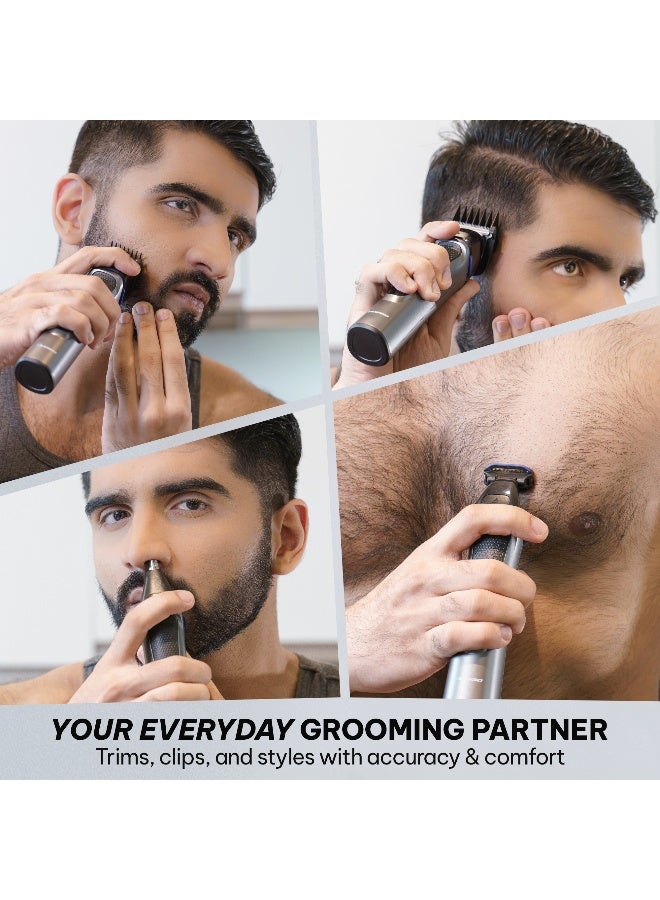 Blaupunkt 14-in-1 Trimmer & Shaver Kit for Men – Precision Beard Trimmer, Nose & Body Groomer, USB-C Rechargeable, LCD Display, 120 Min Runtime, Quick Charge, Multiple Guide Combs-SRM614 - image 4