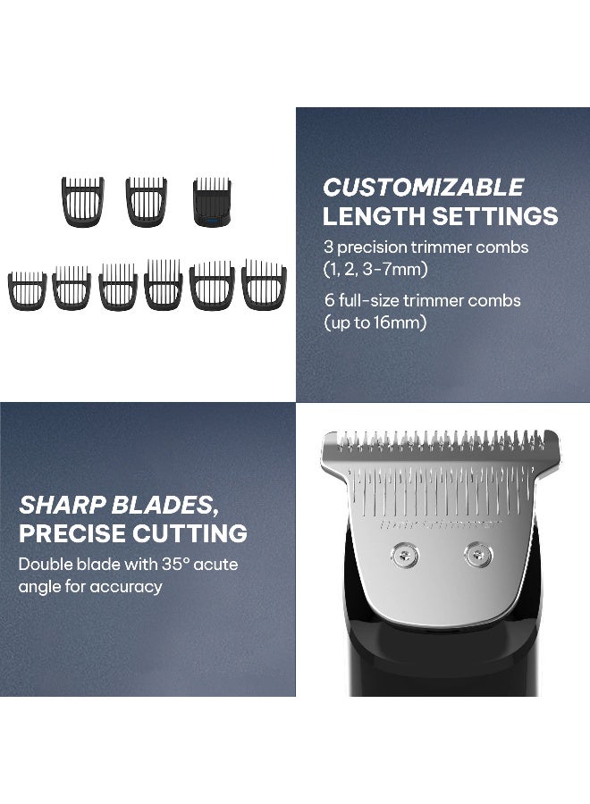 Blaupunkt 14-in-1 Trimmer & Shaver Kit for Men – Precision Beard Trimmer, Nose & Body Groomer, USB-C Rechargeable, LCD Display, 120 Min Runtime, Quick Charge, Multiple Guide Combs-SRM614 - image 5