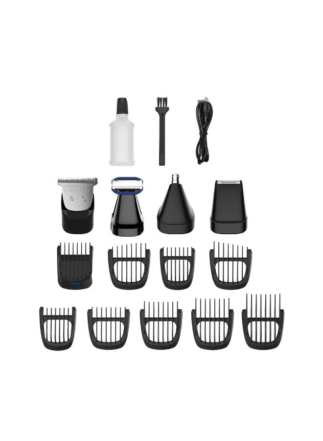 Blaupunkt 14-in-1 Trimmer & Shaver Kit for Men – Precision Beard Trimmer, Nose & Body Groomer, USB-C Rechargeable, LCD Display, 120 Min Runtime, Quick Charge, Multiple Guide Combs-SRM614 - image 8