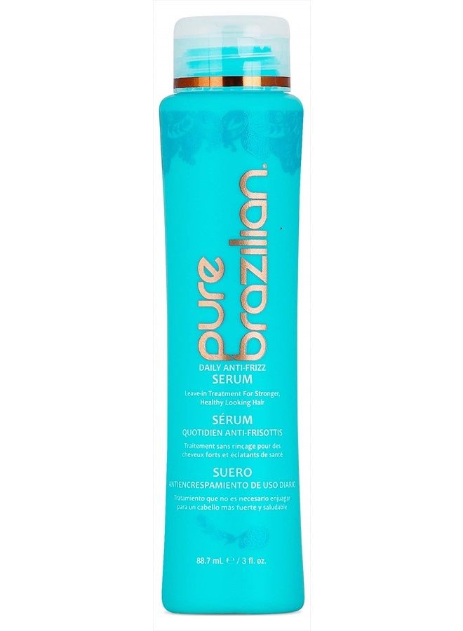 PURE BRAZILIAN Anti-frizz Daily Leave-in Serum - Strengthening Hair Treatment Formulated to Fortify and Protect Your Hair From Heat & UVA/UVB (13.5 Ounce / 400 Milliliter)