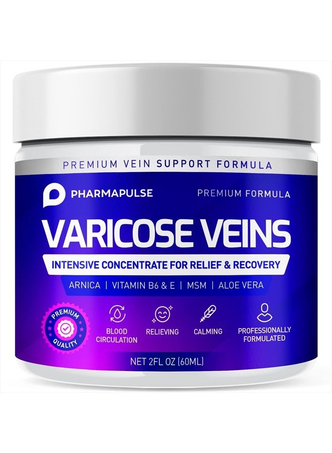 Varicose Veins Cream, Varicose Vein & Soothing Leg Cream, Natural Varicose & Spider Veins Treatment, Strengthen Capillary Health, Improve Blood Circulation, Tired and Heavy Legs Fast Relief 2oz