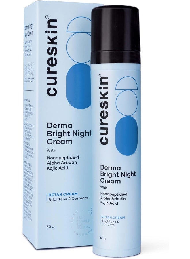 Cureskin Kojic Acid Face Cream for Pigmentation, Tan Removal & Dark Spot Correction | Brightening Night Cream with Alpha Arbutin, Niacinamide & Nonapeptide, 50 g (Pack of 1)