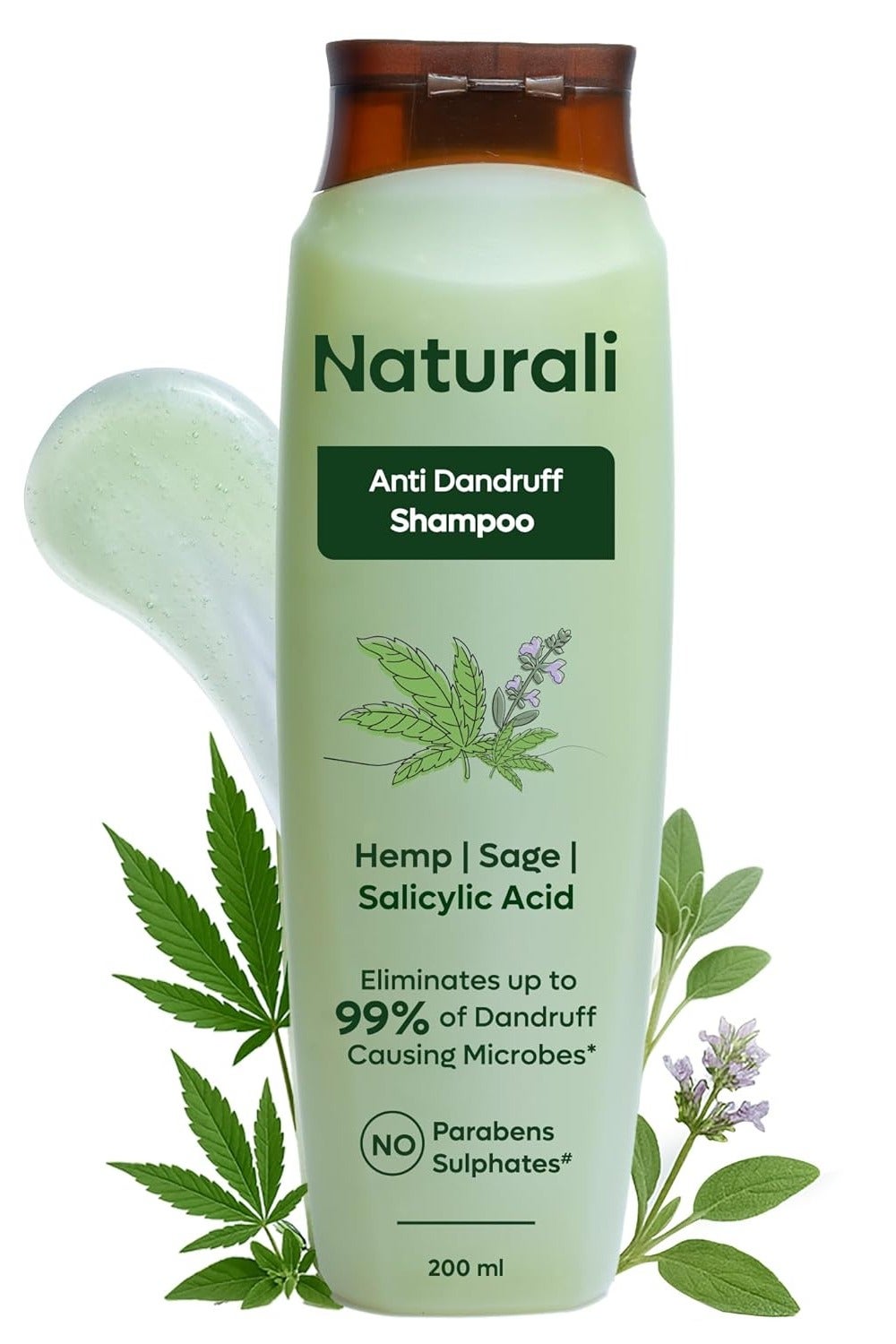 Anti-Dandruff Shampoo with Sage Extract & Salicylic Acid | Up to 100% DANDRUFF RELIEF | Paraben & Sulphate Free Shampoo | Works from 1st Use | 200ml
