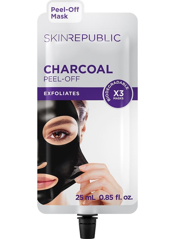 Charcoal Peel-Off Mask (3 Applications) – Deep Cleansing Face Mask with Green Tea & Lemon, Removes Blackheads & Dirt, Exfoliates, Brightens, Refines Pores, Clears Skin & Enhances Complexion