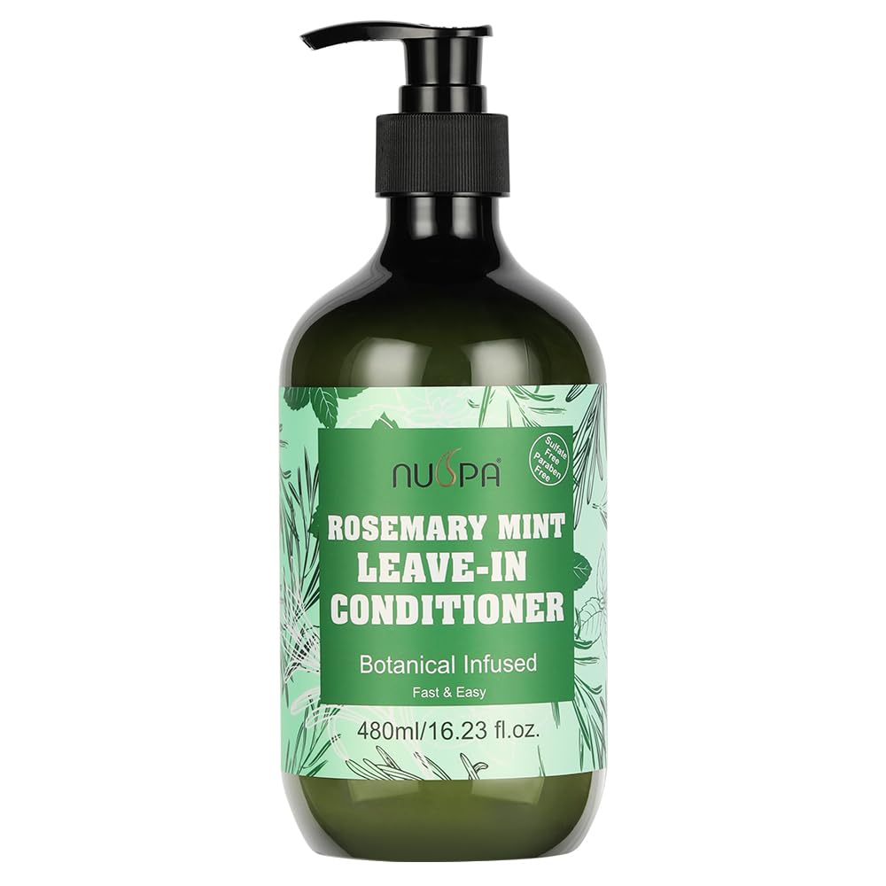 Rosemary Mint Grow Long Leave In Conditioner,Creamy Smooth Vitamin B5 Hair Conditioner, Deep Treatment Heat Protectant P P T,Anti-Frizz Anti-Hair Loss for Dry Damaged,Color-treated Hair
