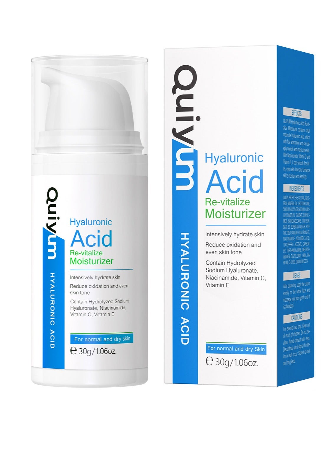 Hyaluronic Acid Re-Vitalize Moisturizer 30g - Intensely Hydrating Cream for Dry Skin, Reduces Roughness & Tightens Pores