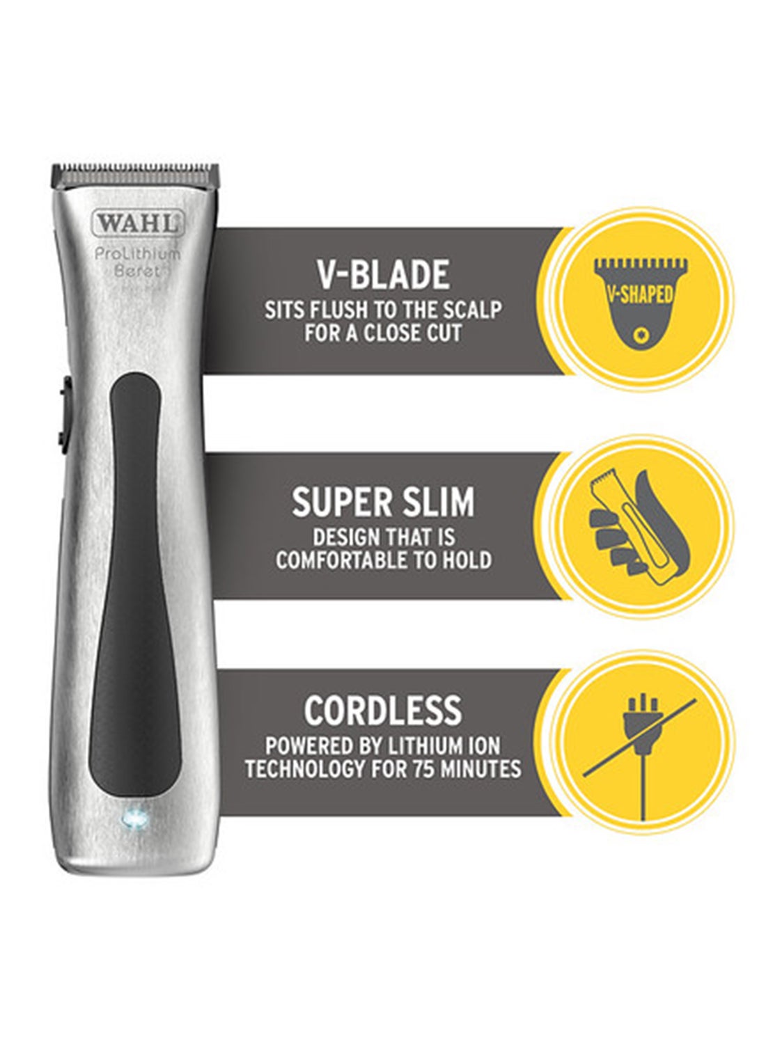 Wahl Professional Beret Pro Lithium Trimmer | Cord-Cordless | 4 Attachment Combs | Beret Blade | 3 Pin - GCC - image 4