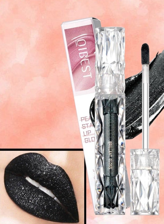 Pearly Stay Lip Gloss Diamond Matte Lip Oil Gloss Glitter Metallic Liquid Lipstick Glitter Shimmer Lip Glaze Shimmery Finish High Pigment Long Lasting Lip Gloss Tint Makeup No.10