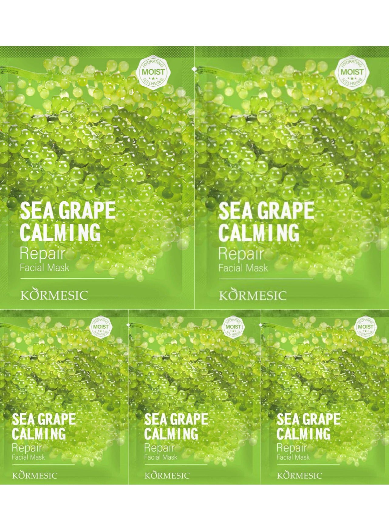 Sea Grapes Face Mask 5 Pieces, 25ml Each - Deep Hydration, Antioxidant, Suitable for Daily Use