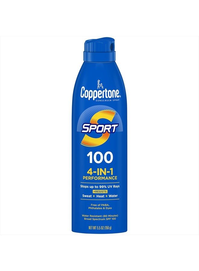 SPORT Sunscreen Spray SPF 100, Water Resistant, Continuous Spray Sunscreen, Broad Spectrum SPF 100 Sunscreen, 5.5 Oz Spray