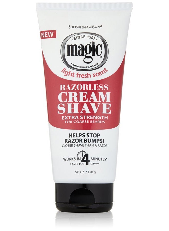 Magic Razorless Shaving Cream, Hair Removal Cream for Body Hair, Extra Strength Depilatory Cream, Works in 4 Minutes for Coarse Hair, 6 oz