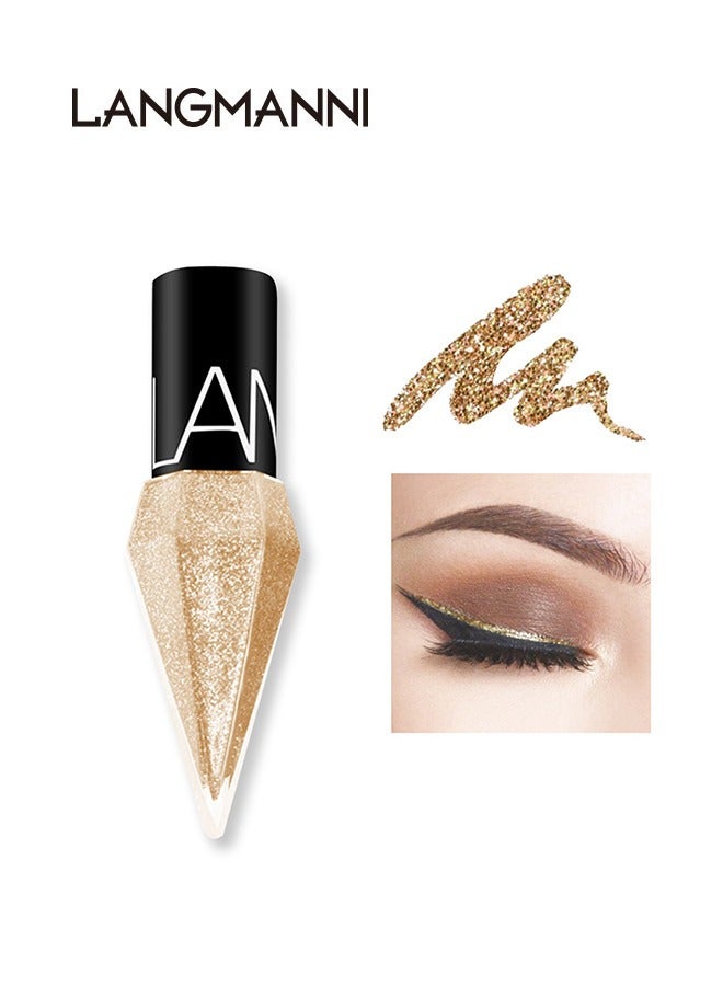 Liquid Glitter Eyeliner, Metallic Shimmer White Diamond Eye Liner Stick, Waterproof Long Lasting Quick Drying High Pigmented Sparkle Eyeshadow, Glitter Eyeliner for Eye Makeup(Champagne gold)