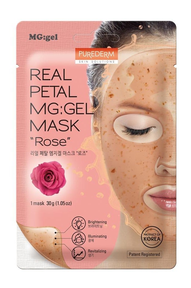 Korean Real Petal MG:Gel Face Mask – Rose, 30g – Korean Skincare, Brightening, Revitalizing, Illuminating