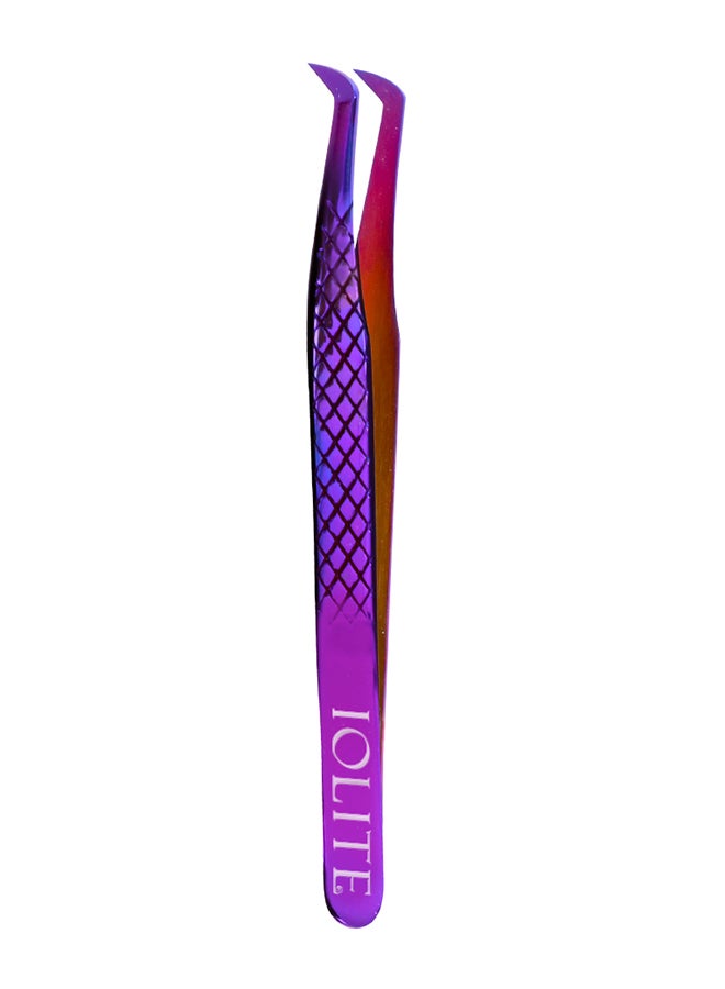 Professional Precision Stainless Steel Curved Angled Tips Flat Lashing Tweezers