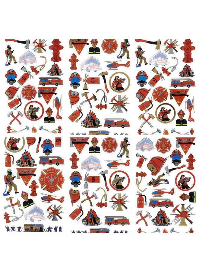 Firefighter Temporary Tattoos | 152 Tattoos on 8 Sheets | For Party Favors | Fire Fighter Party Supplies | Fire Man Birthday Parties | Metallic Fireman Tattoos | For Kids and Adults | By John & Judy