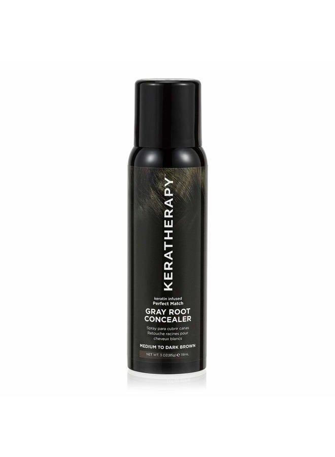 Keratherapy Keratin Infused Perfect Match Gray Root Concealer Spray, Dark Brown, 3 oz, 118 ml - Root Cover Up Spray to Hide Gray Roots - Keratin Therapy Hair Darkening & Temporary Scalp Concealer