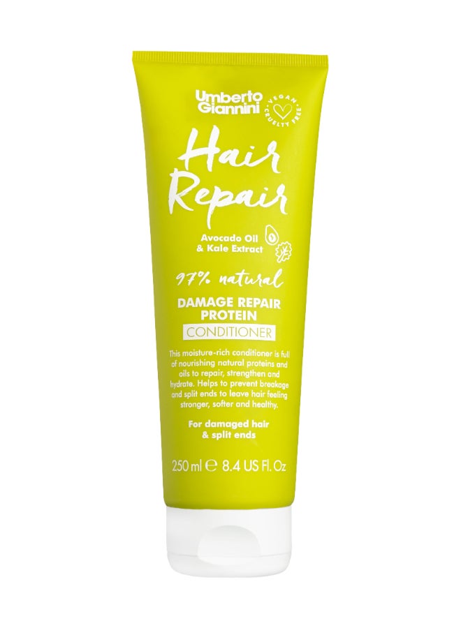 Umberto Giannini Hair Repair Conditioner 250ml – Protein Support for Damaged Hair, Kale & Pomegranate, Reconstructive Balm for Porosity Relief 250ml