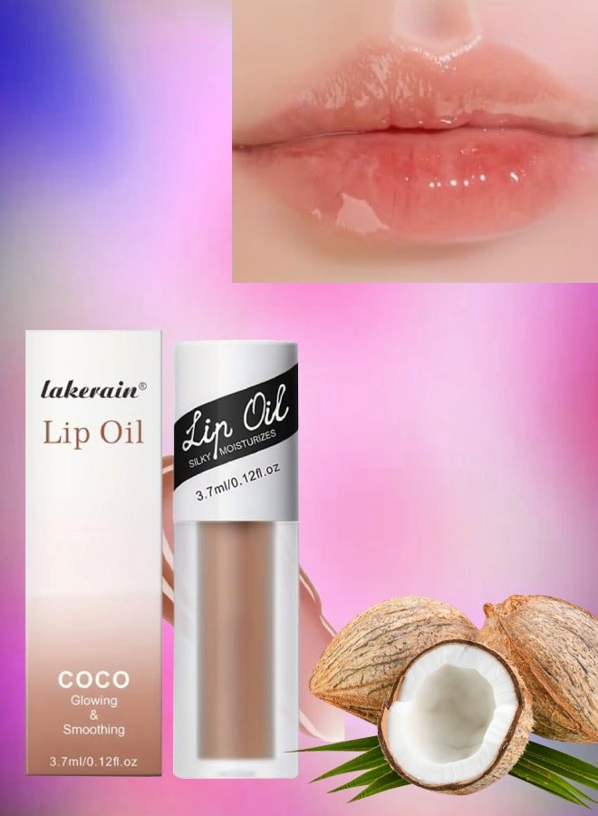 Lip Oil Hydrating and Plumping Lip Tint Silky Texture Pointed Brush Head Lip Oil Moisturizing Nourishing Reduce Dryness Roughness Night Repair Nourishment Lip Glow Lip Plumper Coco 04