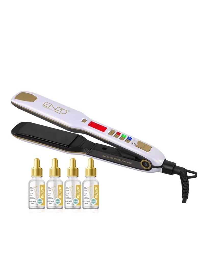 ENZO EN-5111BS professional hair straightener, Ultimate Hair Straightener with Adjustable Temperature & Quick Heat-Up" with free gift 4 x maca Essence