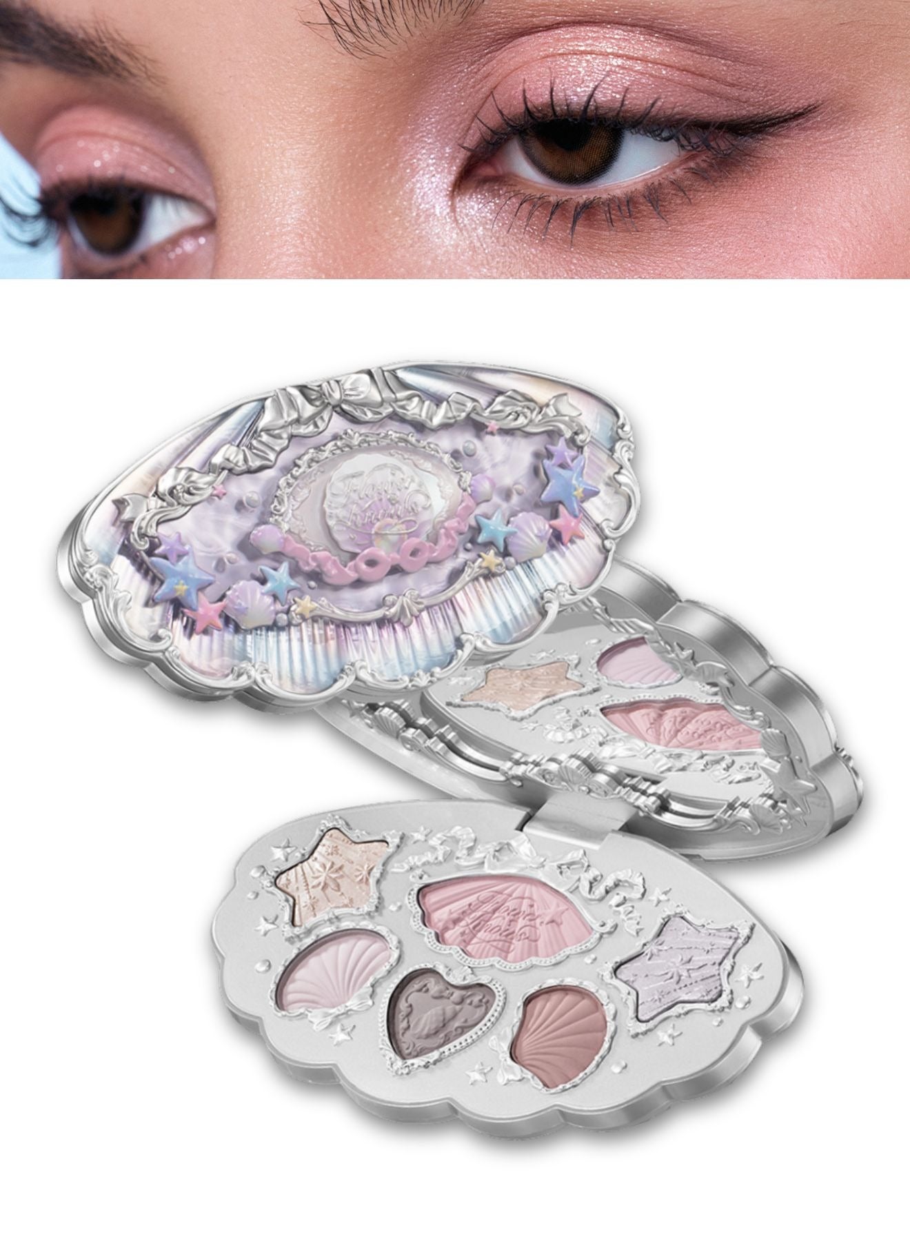 Shell's Jewel Eyeshadow Palette – 6 Nude & Pink Shades with Matte and Shimmer – 01 Moonlight Pearl