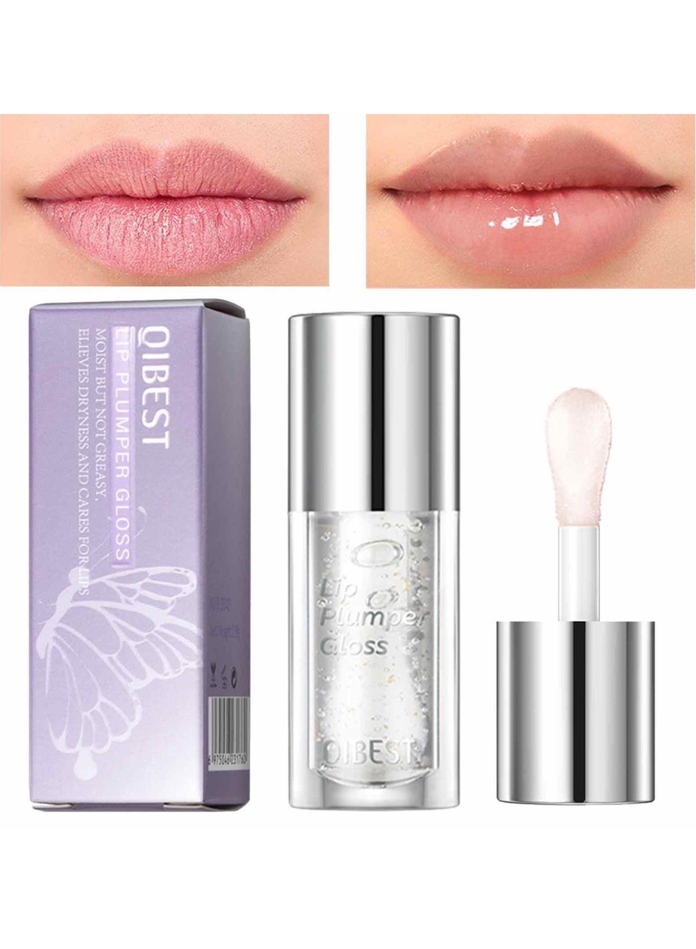 Big Brush Head Hydrating Lip Glow Oil Plumping Lip Tint Hydrating Lip Plumper Gloss Tinted Lip Balm Transparent Lip Care Long Lasting Moisturizing Non sticky Fresh Shiny Texture Lip Oil 2.8g
