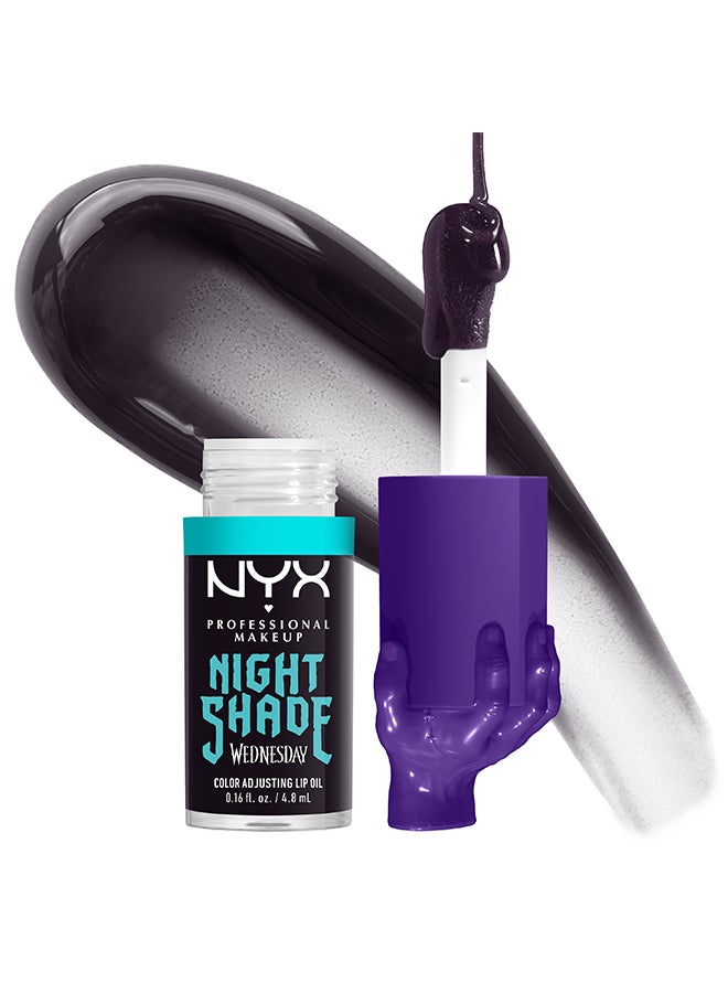 Wednesday Color-Shifting Lip Oil, Nightshade, Lip Oil, 12H Hydration, High-shine Finish