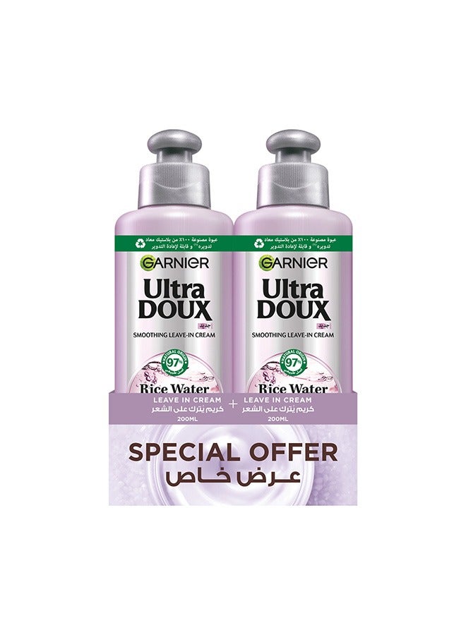 Ultra Doux Rice Water and Starch Infusion Leave-in, 200 ml + leave-in 200 ml for Smooth and Shiny Hair