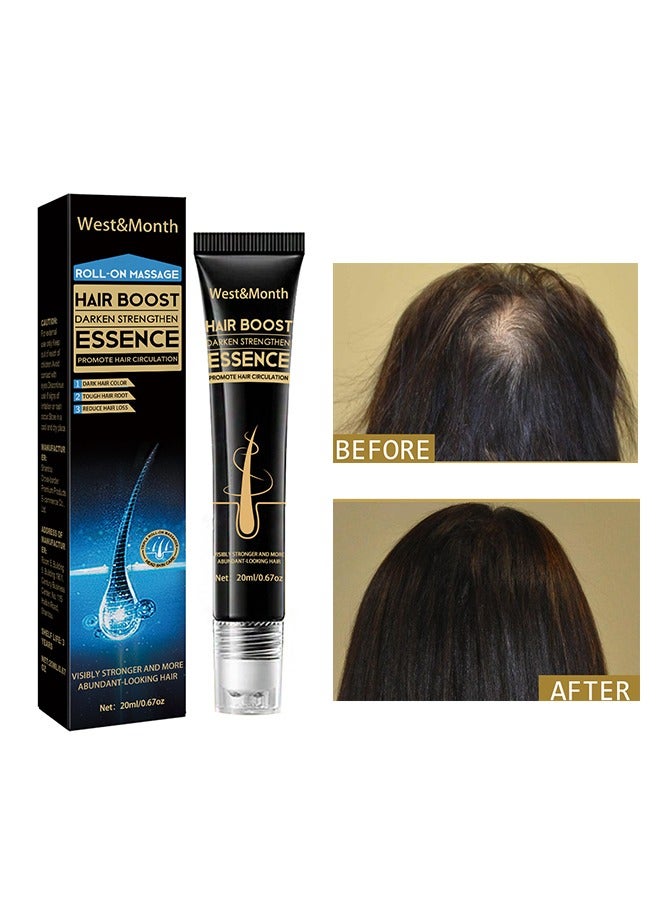 Hair Boost Darken Strengthen Essence Promote Hair Circulation Visibly Stronger And More Abundant Looking Hair,Scalp Massage Roller For Hair Loss Treatments, Aids against Hair-thining, Hair Regrowth Tr