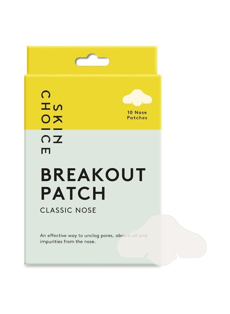 SkinChoice Breakout Patch Classic Nose - Hydrocolloid Pimple Patches - Vegan, Fragrance-free, Gluten-free, Latex-free, Parabens-free, Sulfates-free, Cruelty-free for Face and Body - Pack of 10