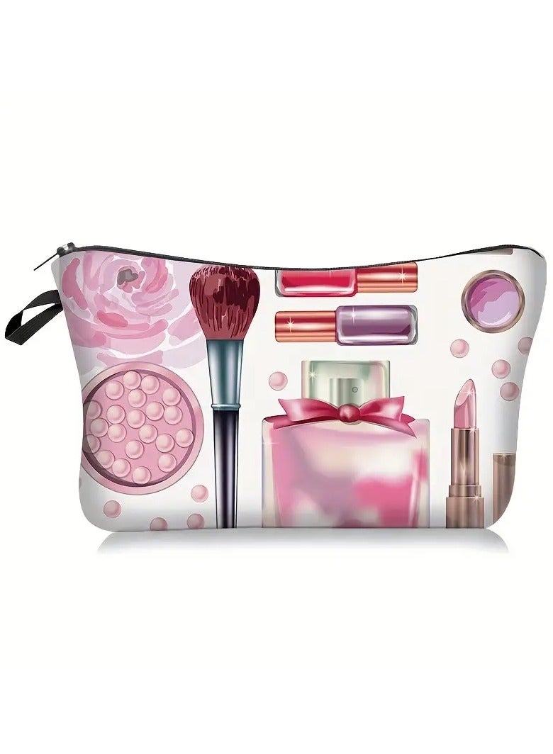 Makeup Print Cosmetic Bag Portable Travel Storage Pouch Clutch Purse Zipper Toiletry Bag